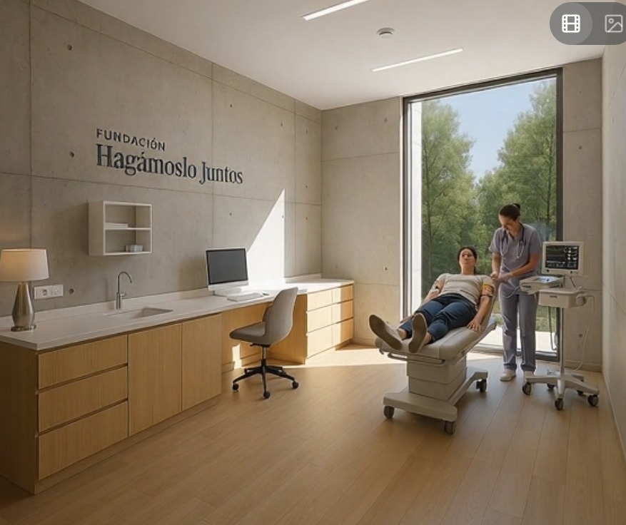 Render conceptual de una sala de recuperación para pacientes